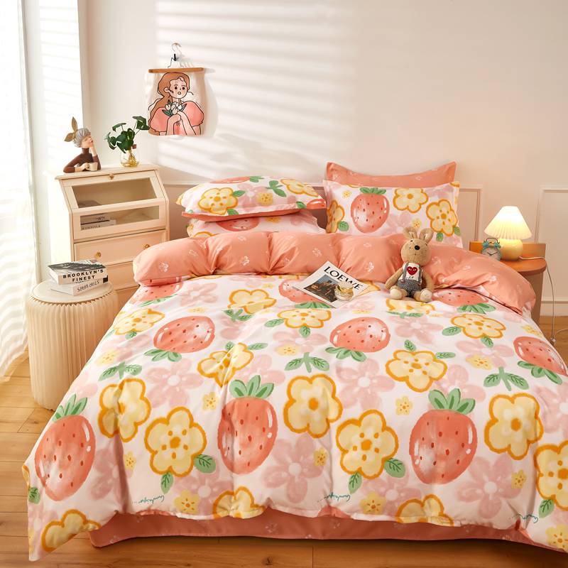 磨毛印花小清新克新款四件套学生