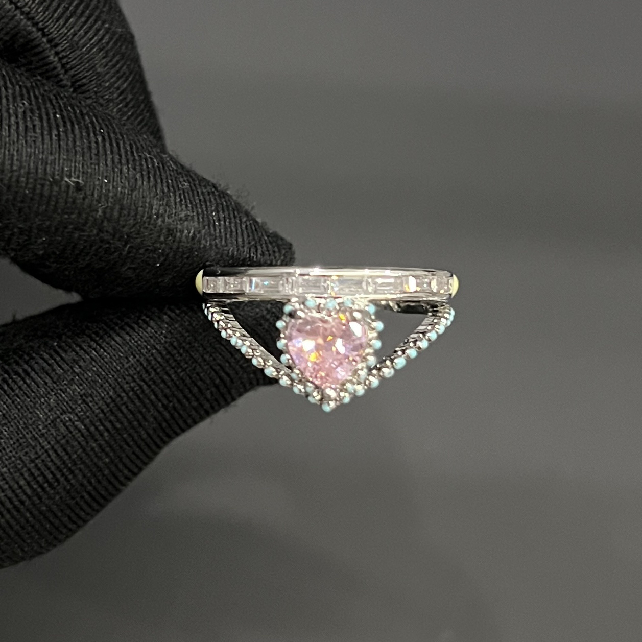 铜合金戒指 A69甜美女孩简约可爱百搭时尚气质粉红戒指