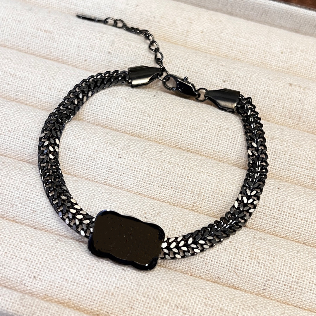 铜合金手链 B87简约暗黑百搭时尚气质个性黑色手链