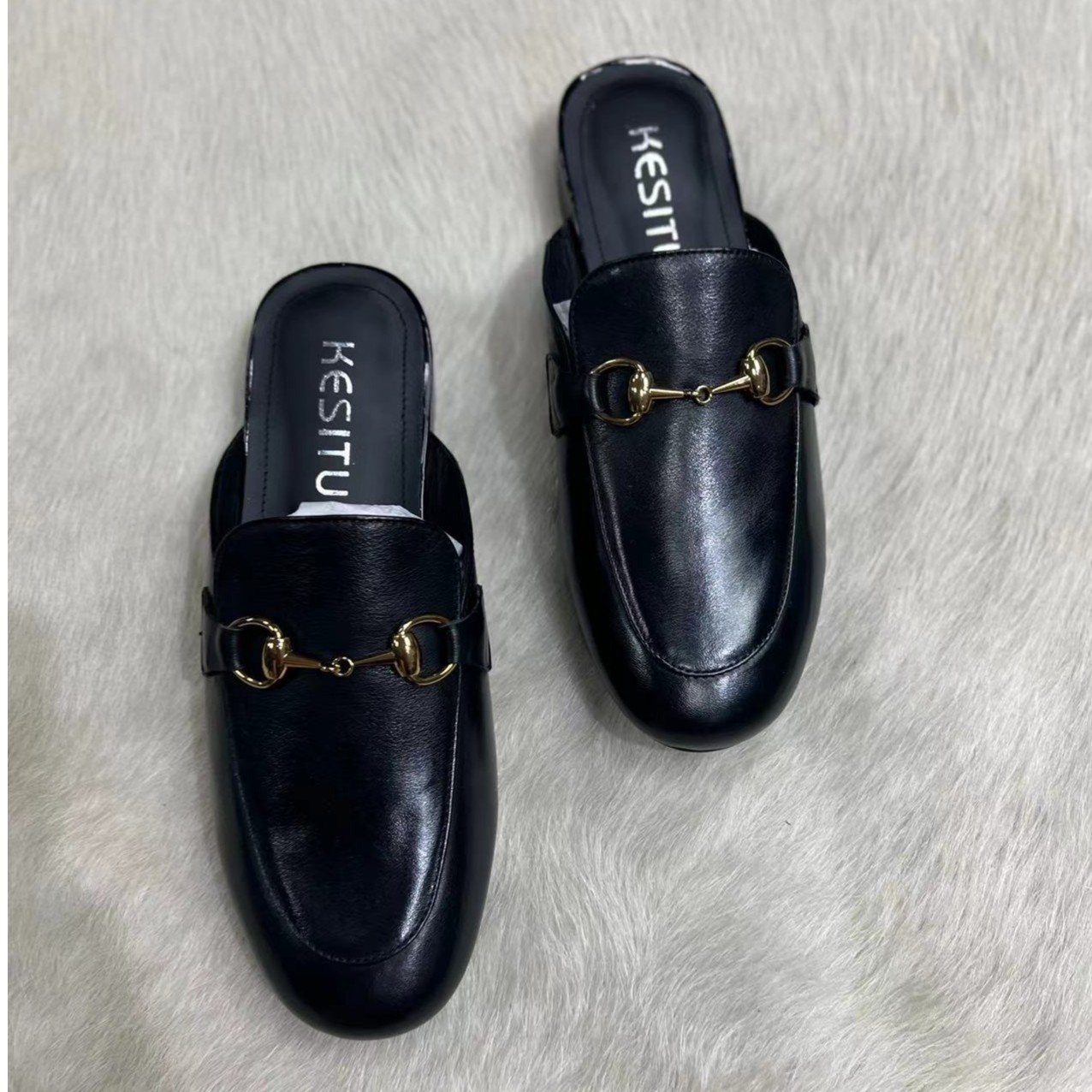 无品牌217半托鞋春夏真皮平底舒适时尚百搭拖