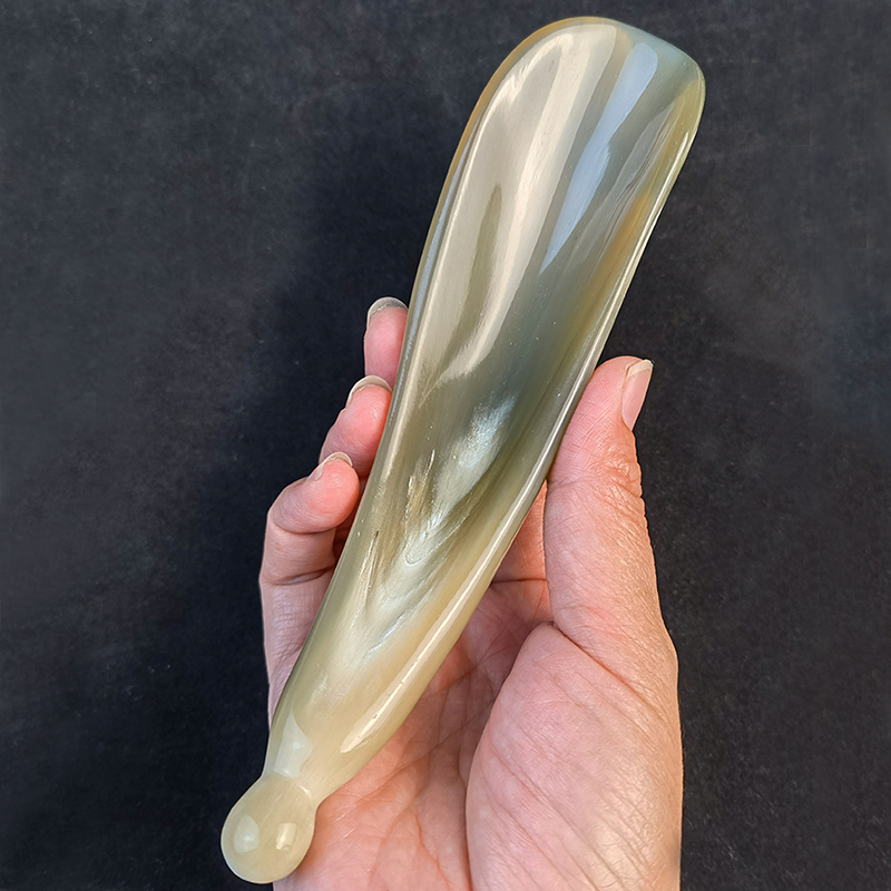 牛角刮板半边按摩板全身通用脸部刮刮神器大号家用点穴加厚牛角板