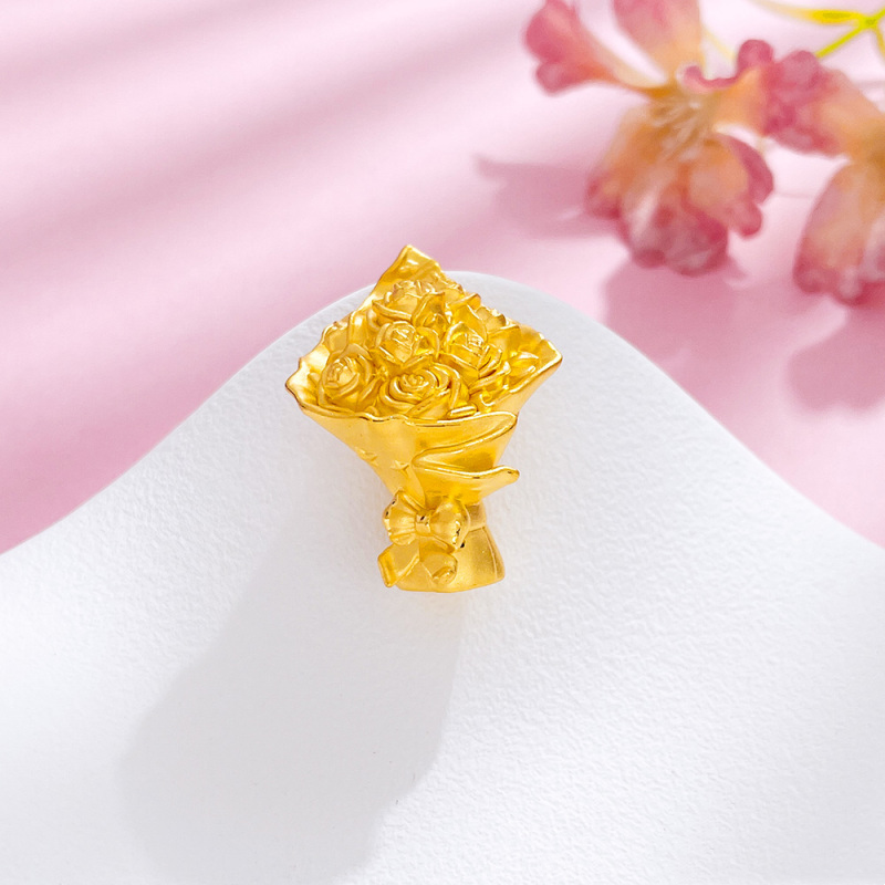 黄金玫瑰花礼物足金999情人节告白礼物纯金礼物玫瑰摆件24K金礼品