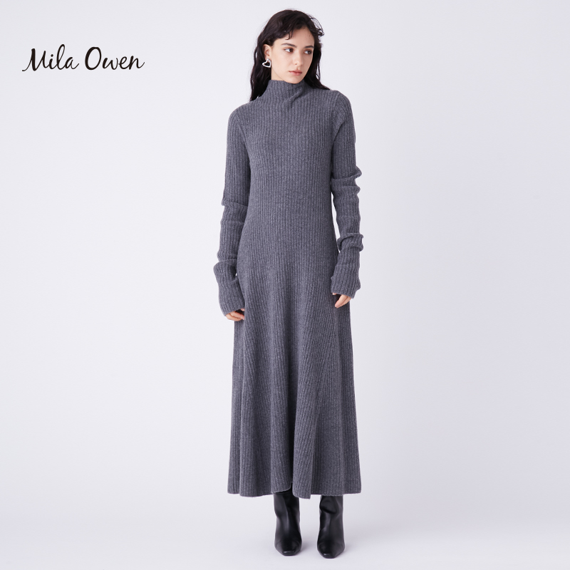 Mila Owen 春季新款简约通勤高领针织连衣裙长裙09WNO224182