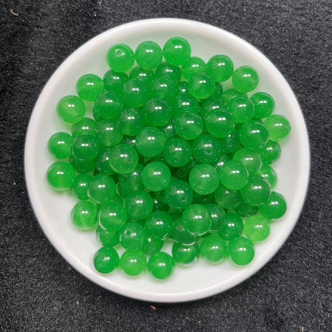 天然散珠 冰阳绿圆珠 10mm （赠弹力绳） L005