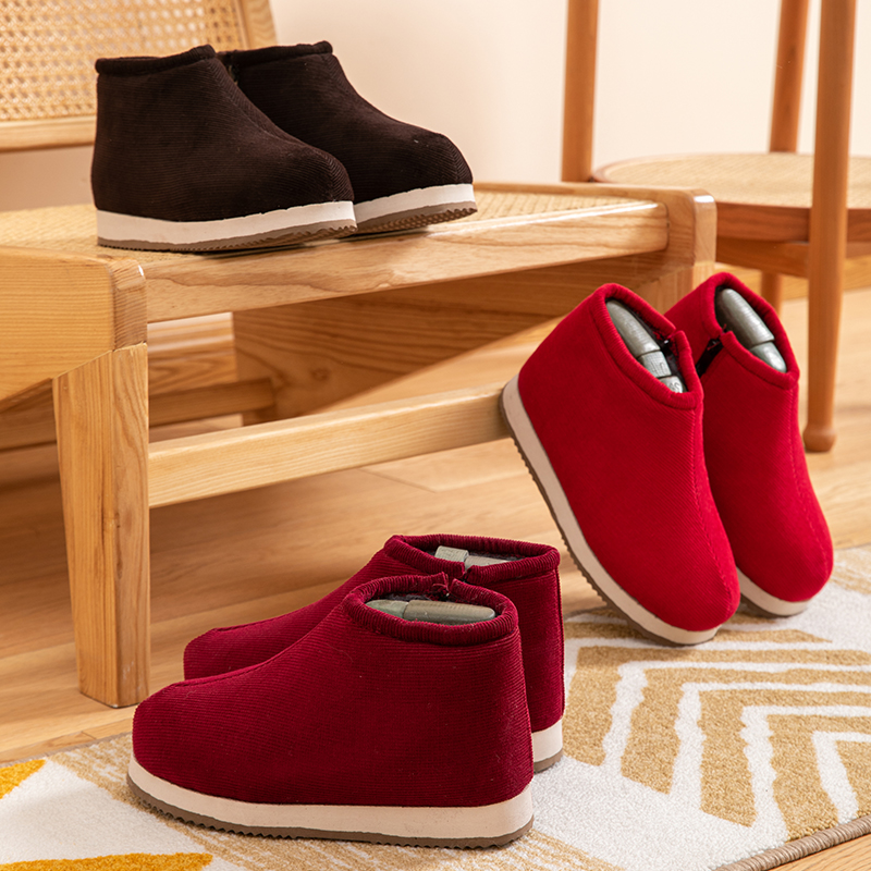 【手工棉鞋】防滑包跟中老年保暖鞋灯芯绒加绒加厚冬季传统厚底毛绒