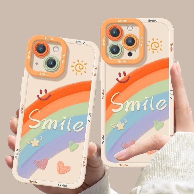 彩虹笑脸苹果14手机壳iPhone13ProMax女7高级8P/12/xr全包X软壳11