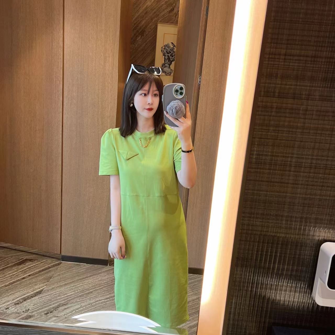 PINGTING.YE气质高级百搭链条连衣裙+V领爱心纽扣马甲外套22183