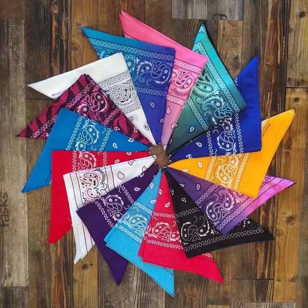 欧美风方巾棉质百搭复古吸汗防晒印花方巾户外运动防沙防晒多用