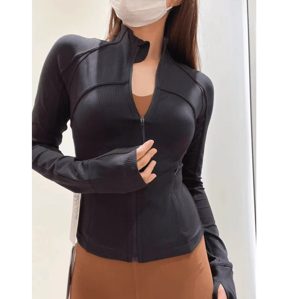 闪电家户外同款短款螺纹显瘦运动薄款瑜伽健身户外外套