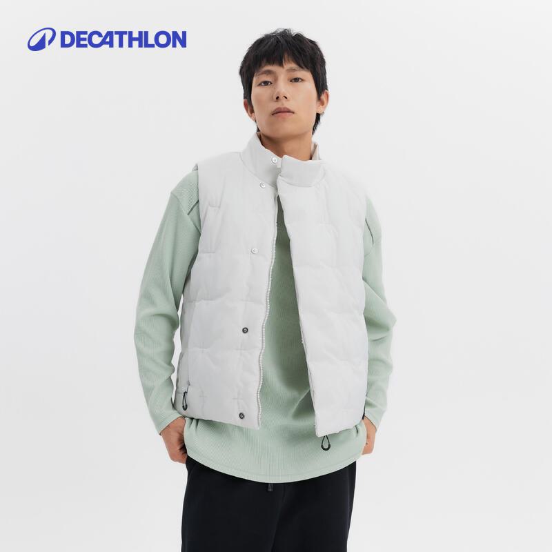 迪卡侬Sportswear男女同款马甲石墨灰色米白色防泼水表层361129