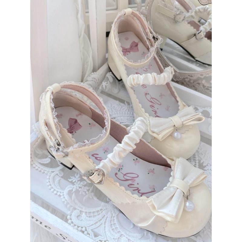 Lolita现货尤奈小姐学生学院风原创洛丽塔日常优雅圆头浅口中跟鞋