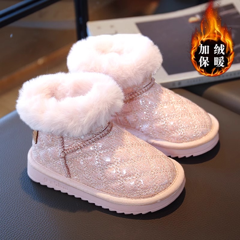 回力瑞女童雪地靴冬季2023新款儿童公主棉靴女孩加绒加厚保暖棉鞋