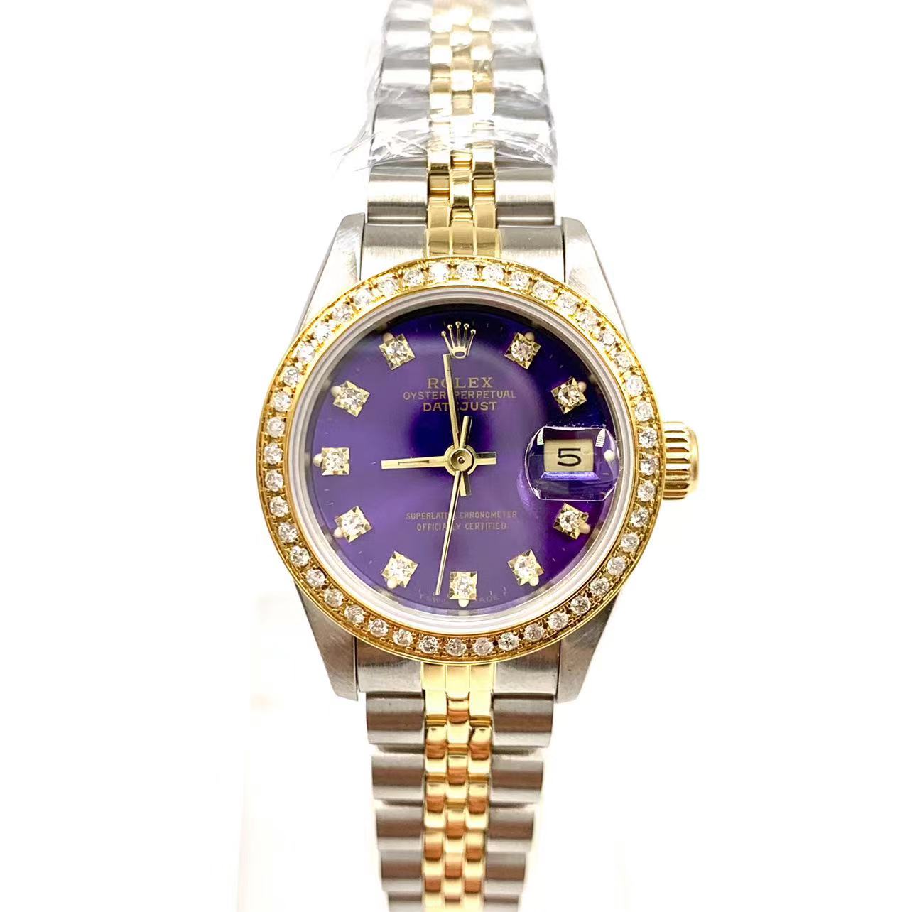 99新 Rolex/劳力士 女装日志/间金紫色盘/自动机械/表径26mm/女表
