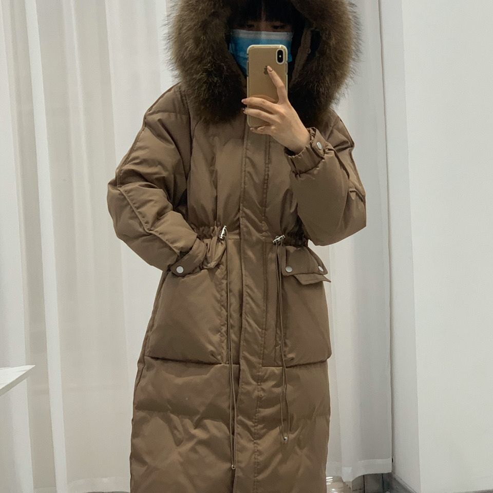 羽绒棉服女长款2023年新款秋冬季爆款时尚白鸭绒连帽加厚外套