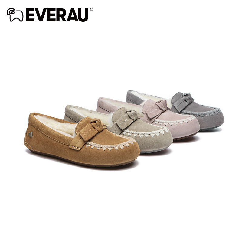 EVERAU乐福鞋冬季豆豆鞋女鞋舒适时尚百搭软底保暖便鞋EA1021