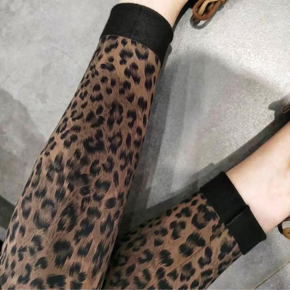 秋冬加绒豹纹鲨鱼裤女豹纹辣妹紧身高腰瑜伽裤显瘦网红时尚休闲