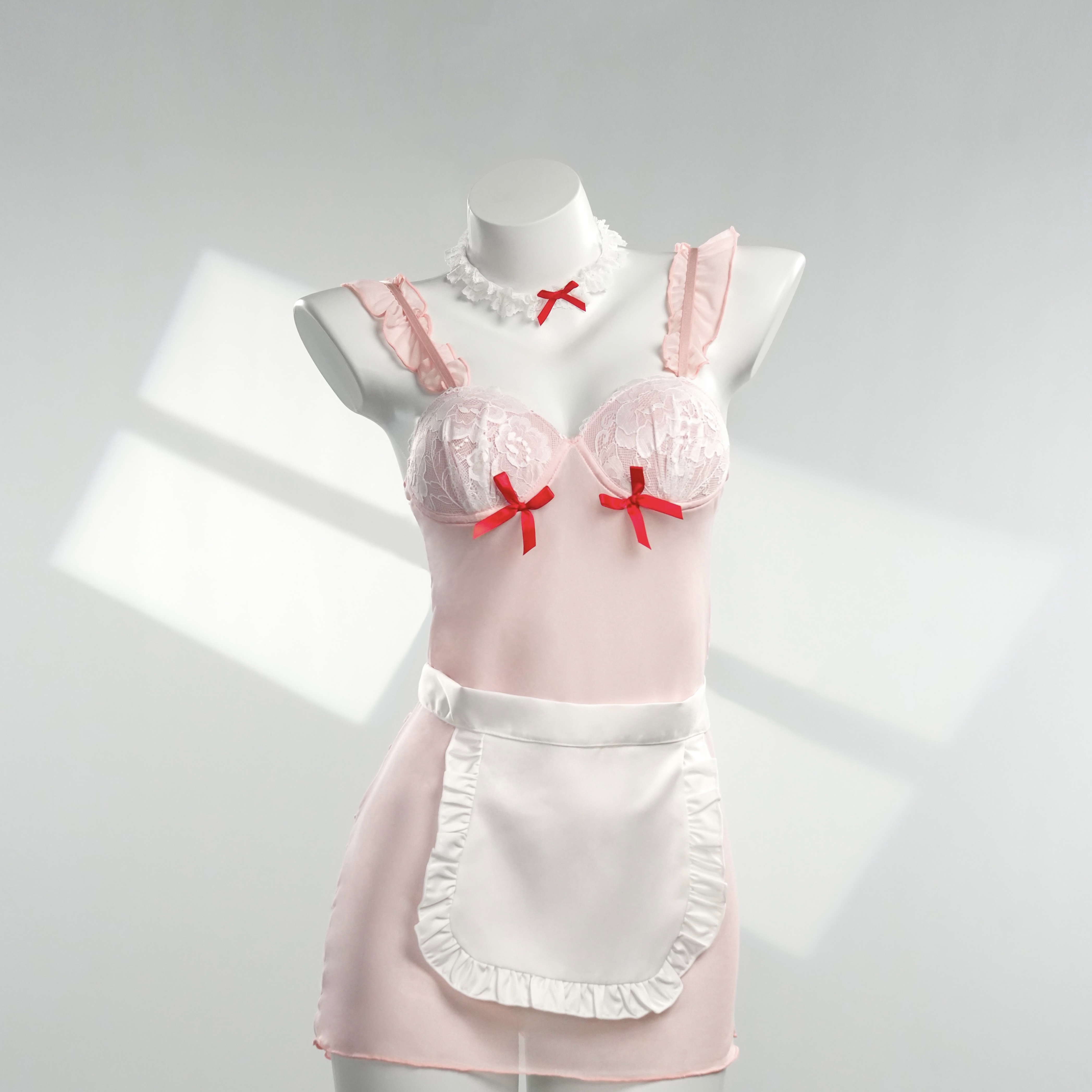 甜甜糕【90-220斤】GR蕾丝性感动漫日系甜美纯欲粉白色睡裙 5019