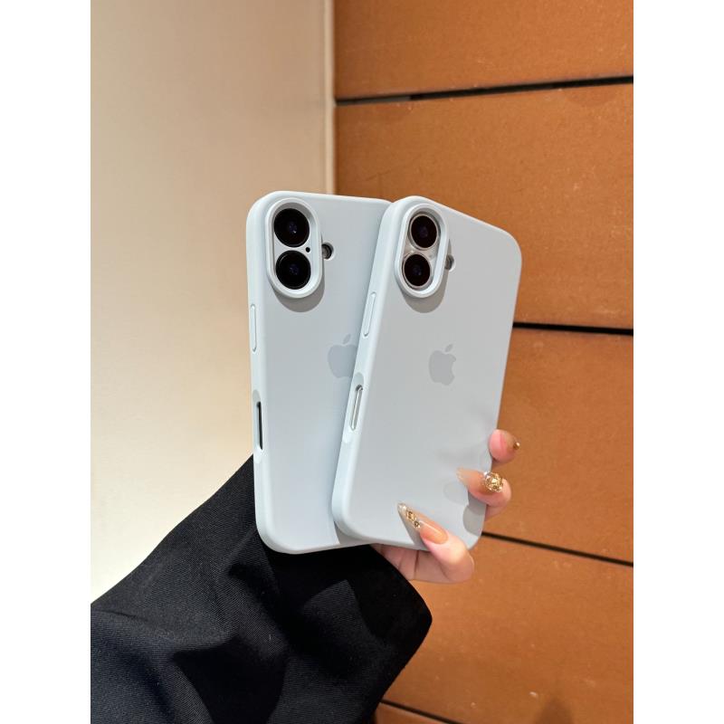 蓝灰色适用苹果16promax手机壳15液态硅胶iphone14简约13纯色1211