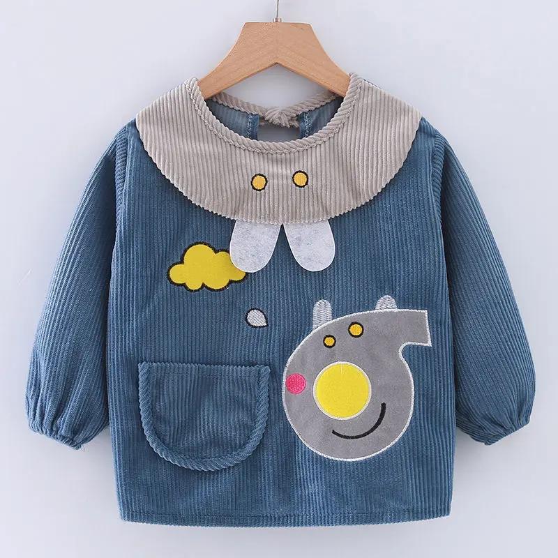 安阳童装宝宝罩衣儿童反穿衣防水防脏男女宝宝秋冬外穿罩衣水晶绒