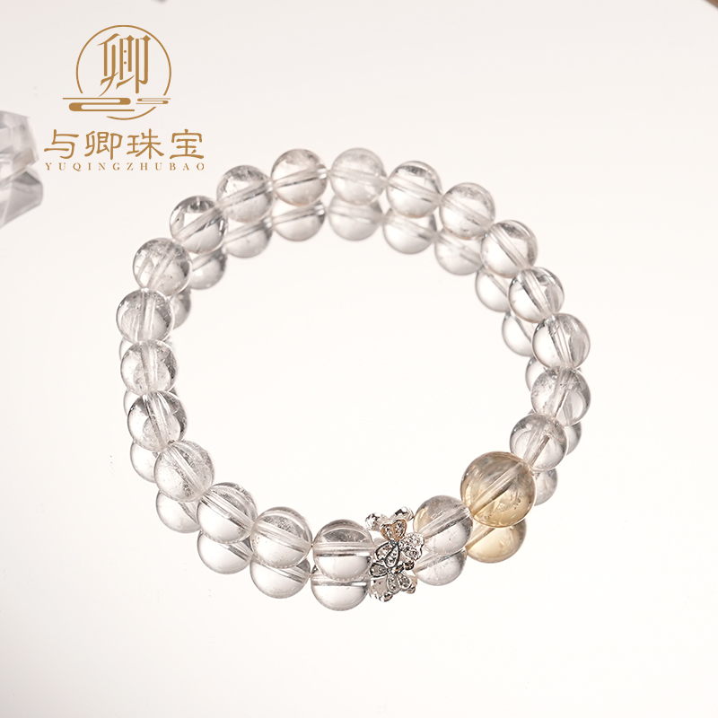 【无限意】 8mm白阿赛水晶➕10mm黄水晶➕合金配件水晶手串
