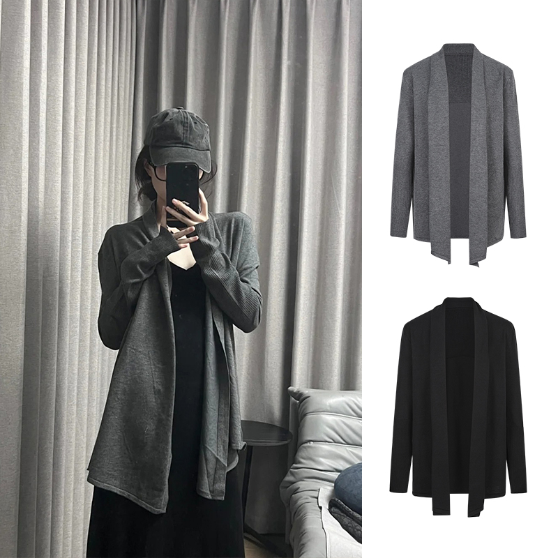 Moses Queen/魔西女王纸片人RO针织开衫加厚长款外套慵懒风毛衣女