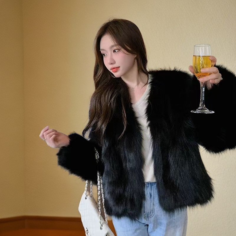 【砚砚家】气质女士秋冬款狐狸腹毛外套（以直播间衣服为准编码下单）