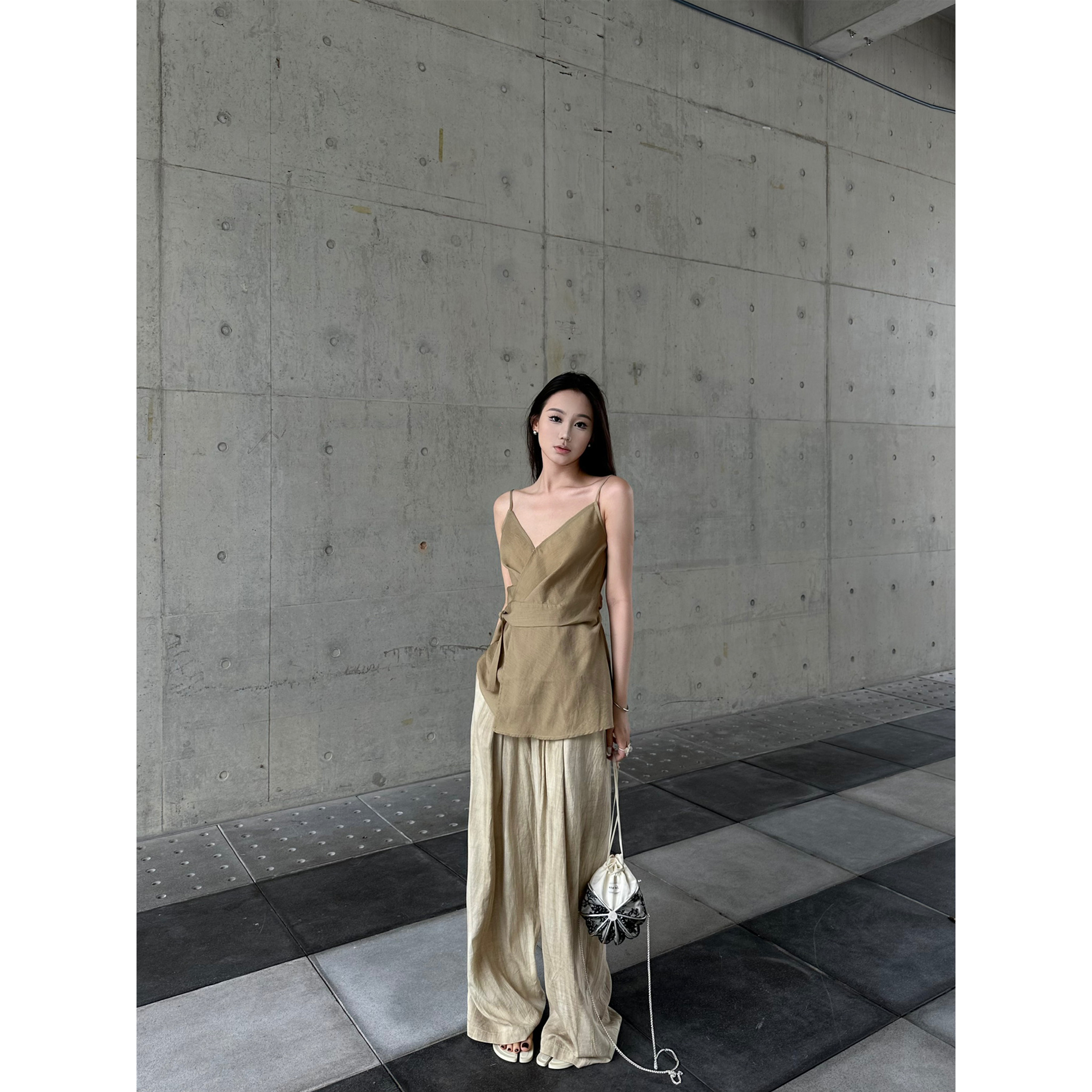 5werkwen裸感扎染天丝亚麻裤 飘逸垂顺透气显瘦百搭休闲阔腿裤