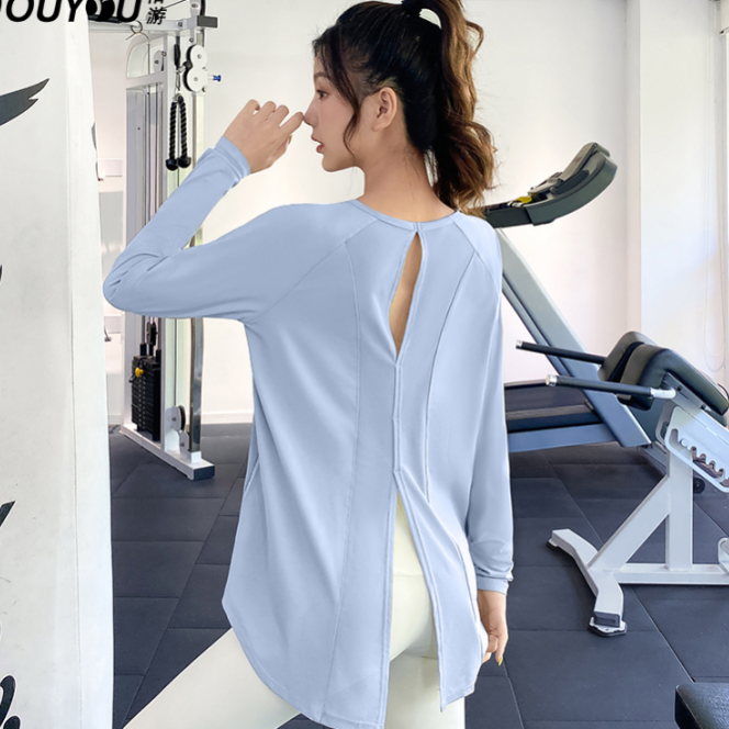 佑游瑜伽上衣女网纱宽松显瘦t恤跑步透气健身服薄款运动短袖32067