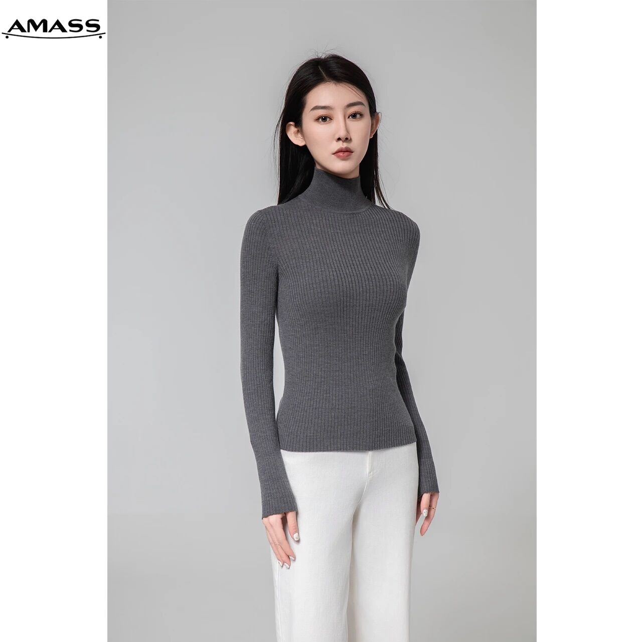 AMASS/阿玛施gaz毛衣烟管领显瘦针织5399640