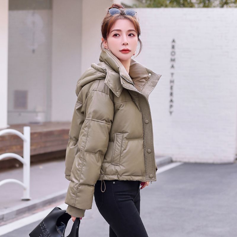 雪中飞PU皮羽绒服女2023年冬季新款小个子免洗羽绒加厚保暖外套潮