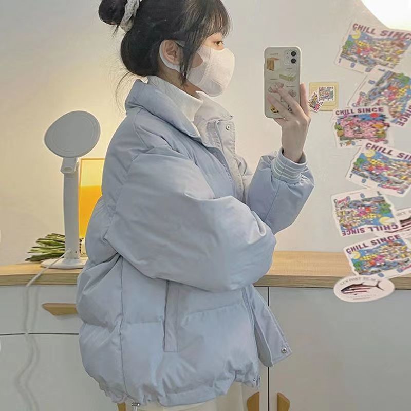 雪中飞蓝色服女短款羽绒新款韩版宽松袄冬季加厚保暖外套