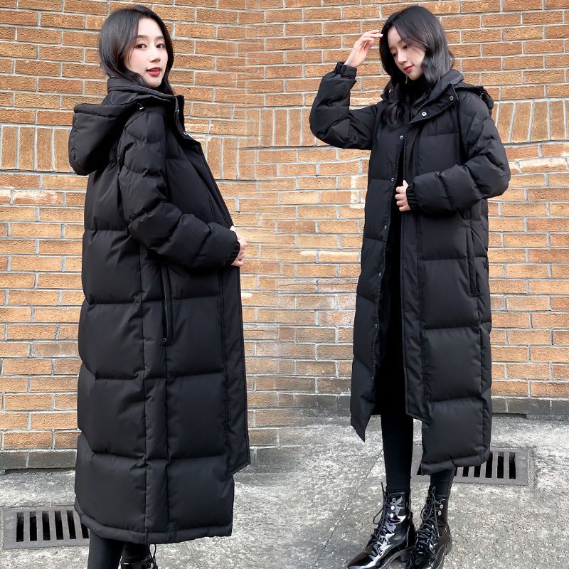 新款黑色羽绒服年新款女冬情侣加厚长款棉袄长过膝到脚踝