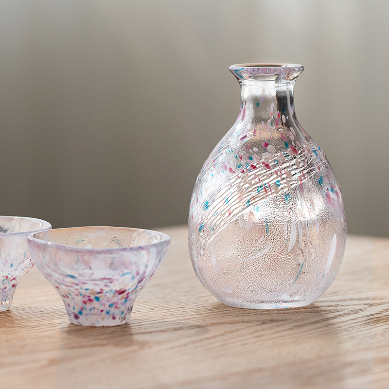 同合日本进口佐佐木手工清酒壶酒具送礼家用日式锤纹酒器彩色玻璃