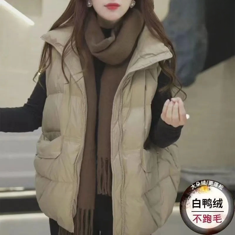 【白鸭绒】加厚轻薄蓬松羽绒马甲女外穿2023新款洋气时尚秋冬款宽