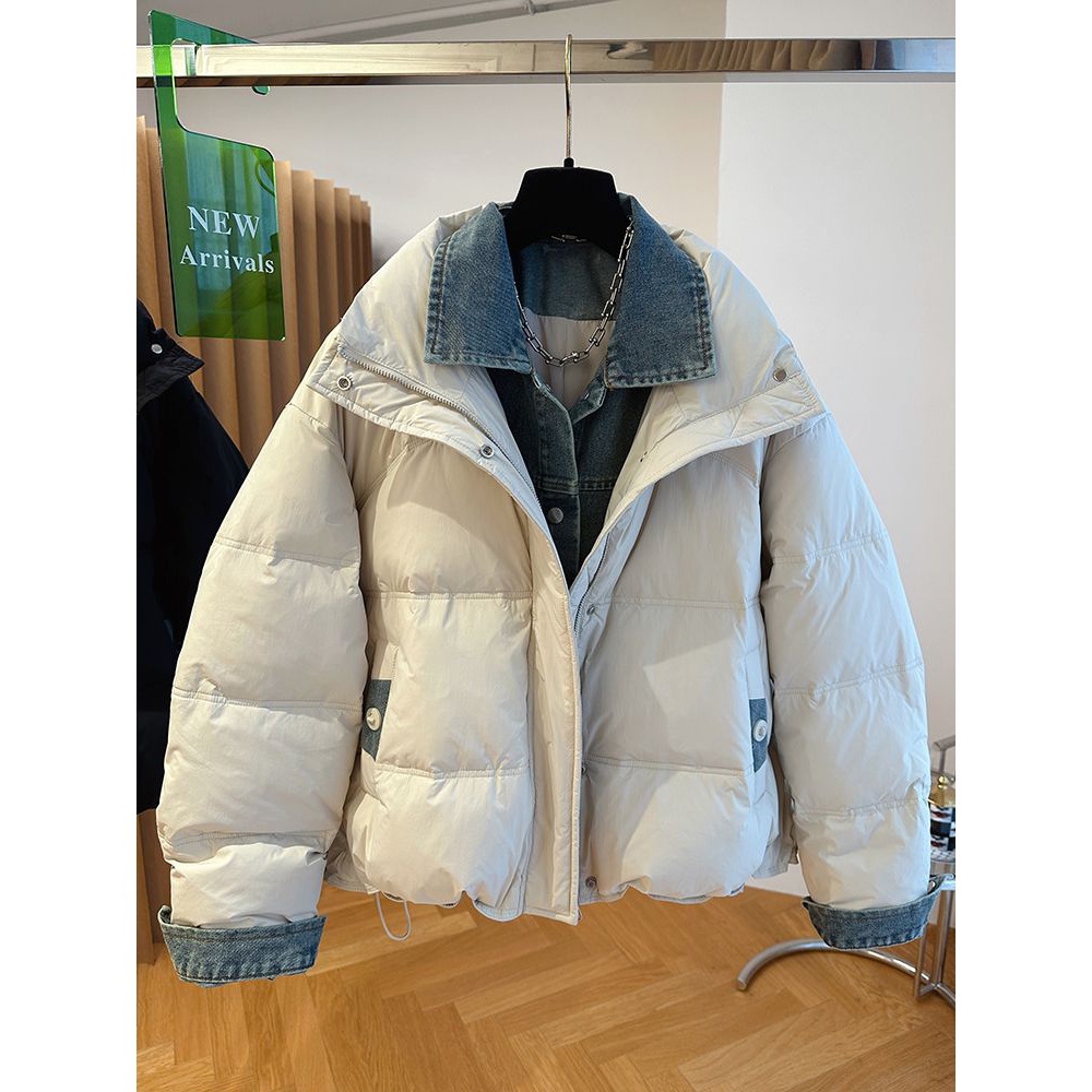 潮流百搭小众设计感时尚小个子港风2023新款欧货宽松假羽绒服女服