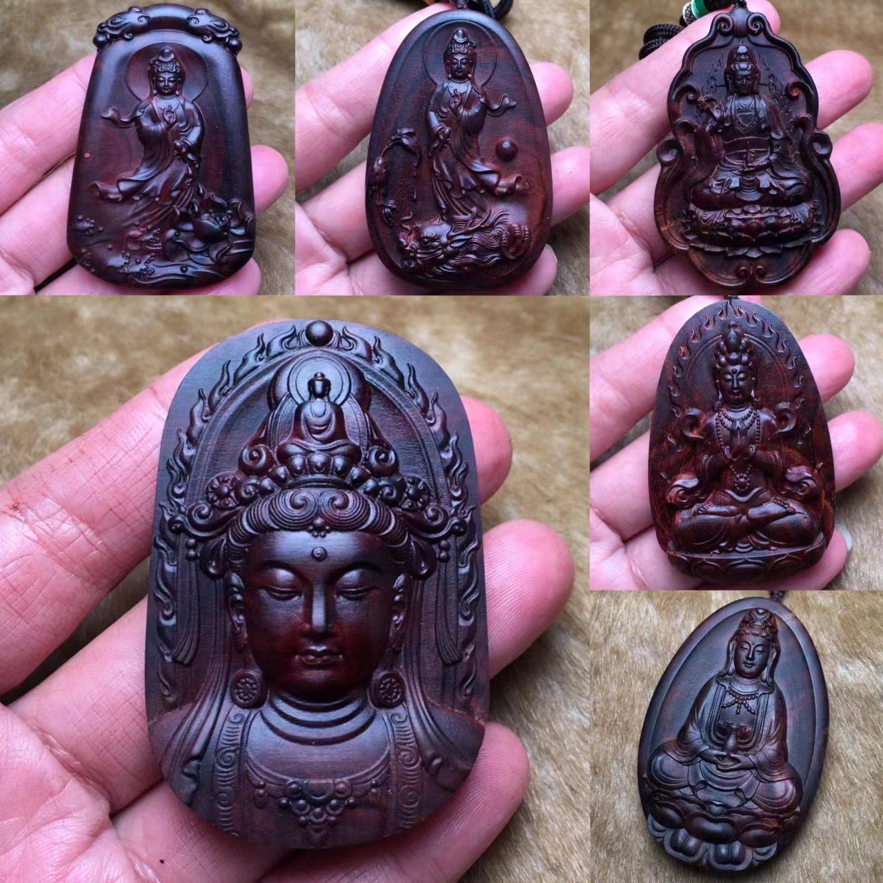 观音合集 海南黄花梨 木雕观音项链吊坠 车挂件