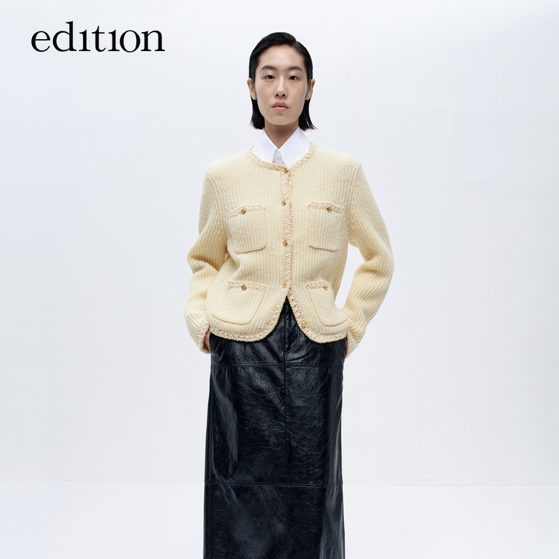 【商场同款】edition雅丹风小香风绵羊毛毛衣开衫外套#EBC4CAR011