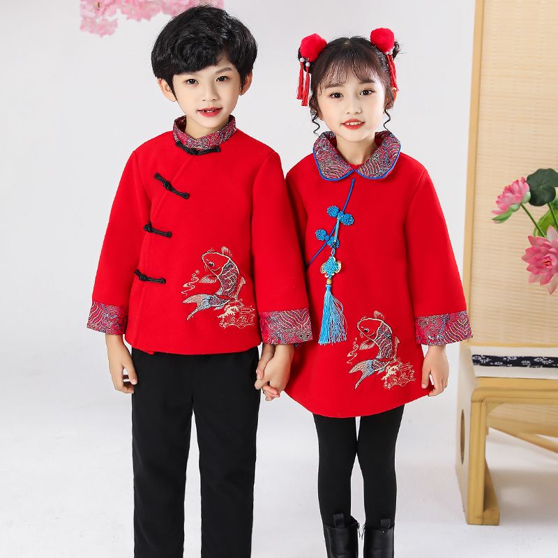 【JGPY】元旦儿童喜庆演出服拜年服女童幼儿园舞蹈合唱服男童