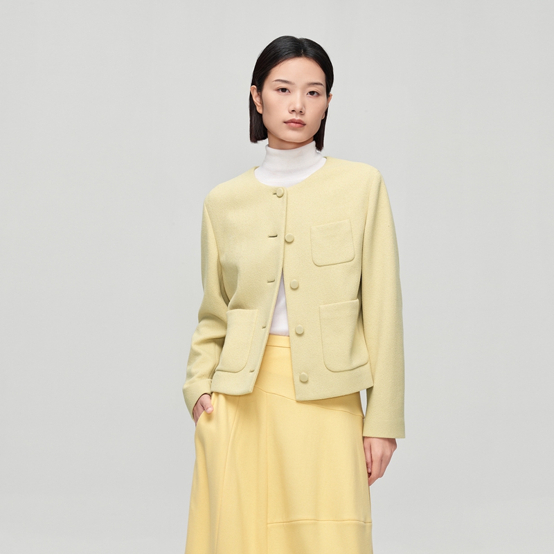 OVV秋冬新款女装进口圆领不对称口袋设计夹克外套GWJFJ33101A