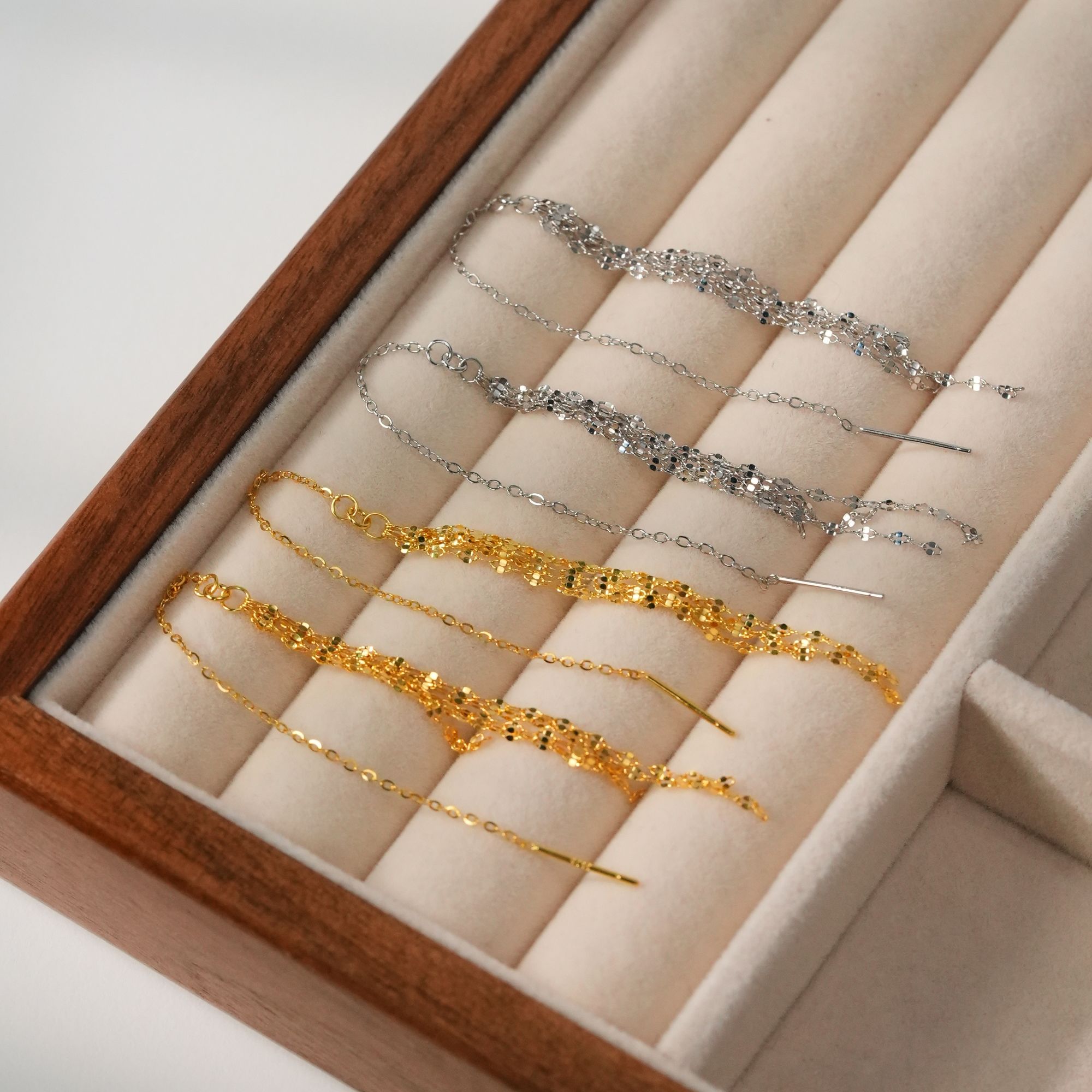 925银耳饰 长款星雨流苏耳线爆闪嘴唇链轻奢气质百搭耳环