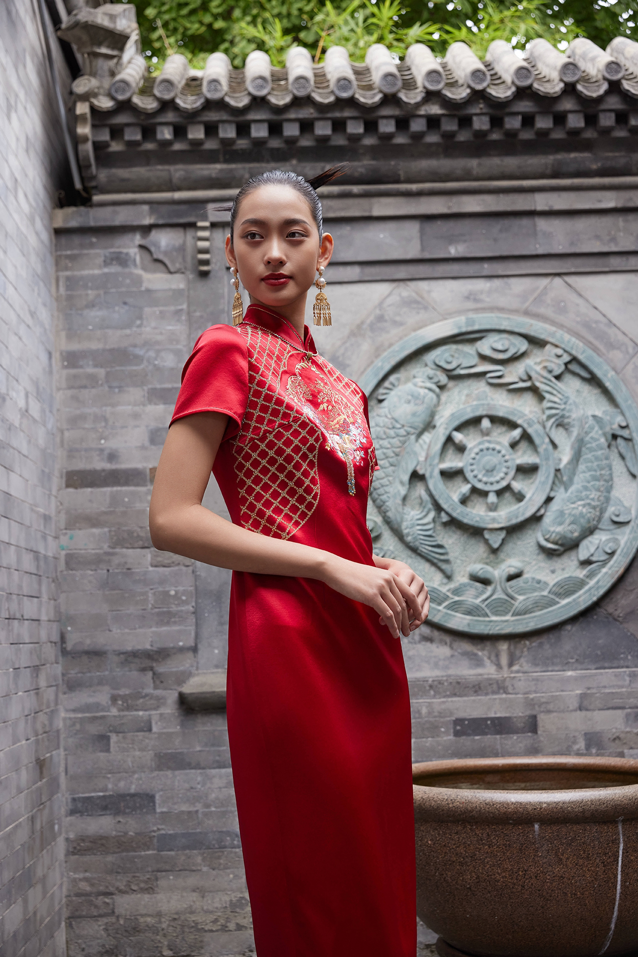 朱紫褕17765六礼慕天姿正红色旗袍中国风婚礼新娘时尚优雅