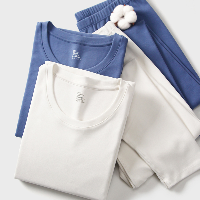 新疆棉磨毛保暖套装男式秋冬290g厚棉薄绒打底内衣7A抗菌秋衣秋裤