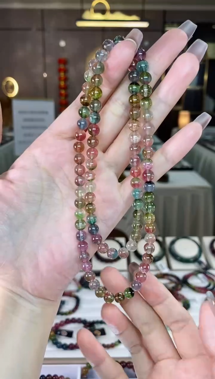 【闪购商品】碧玺西瓜三圈手串6mm+未镶嵌一物一证D