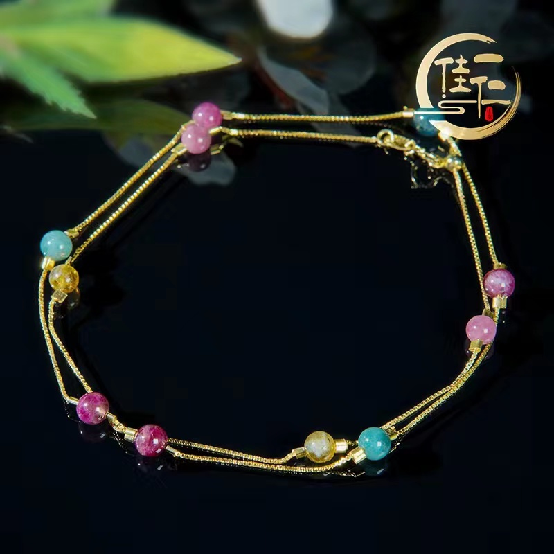 （直播同价）彩虹碧玺满天星项链轻奢女爆款珠宝石首饰（带证