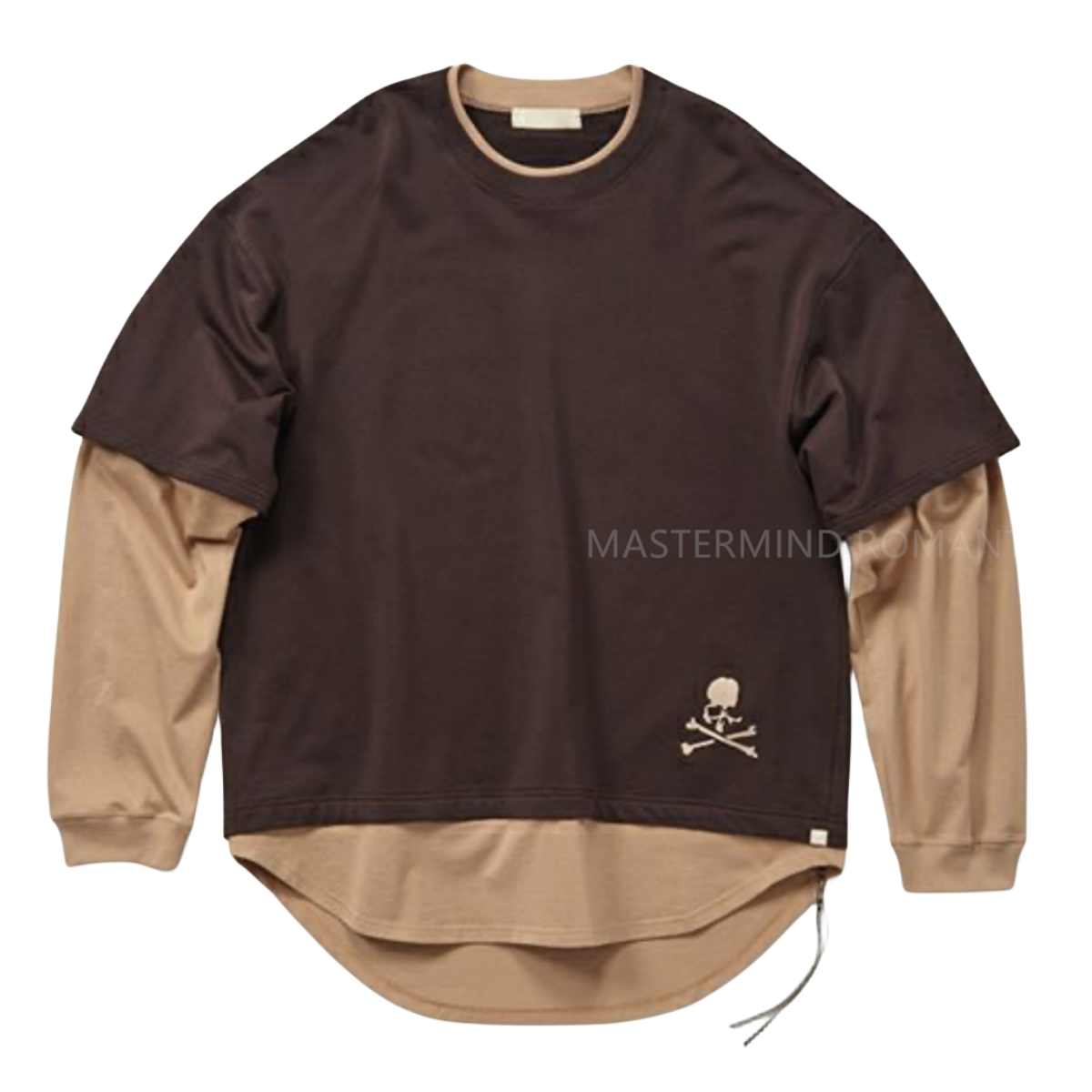 MASTERMIND ROMANTIC早春新款潮牌假两件撞色中长长袖打底T恤T395