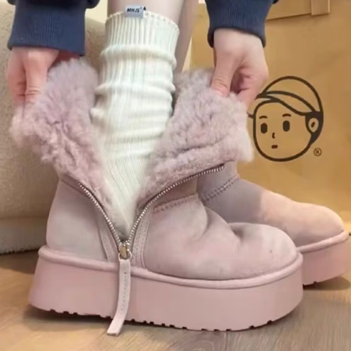 秋冬季回力休闲鞋雪地棉女鞋保暖棉鞋子加厚时尚百搭女士厚底加绒