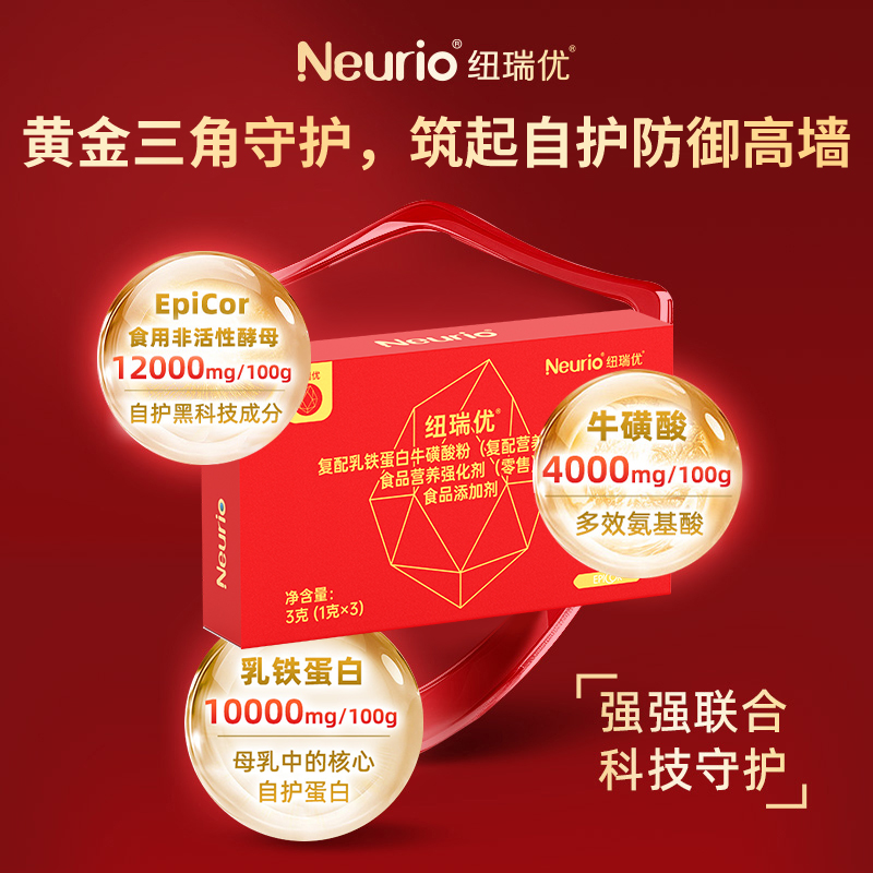 【短视频专属】纽瑞优红冠10000mg乳铁蛋白+爱毕可+牛磺酸商品图