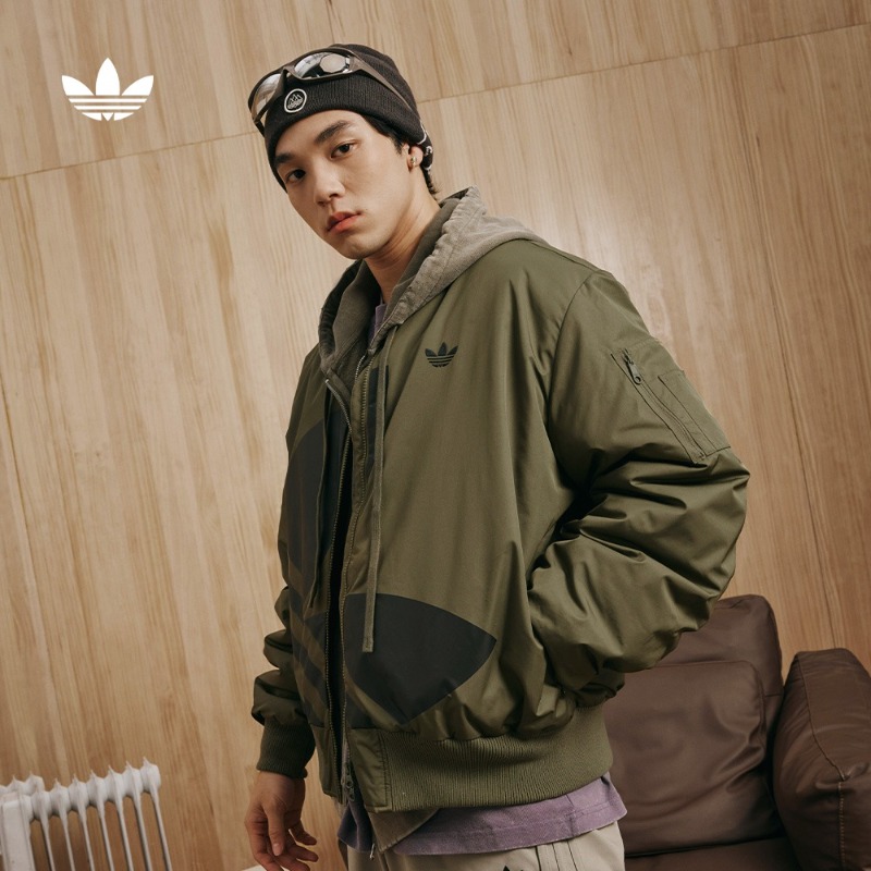 阿迪达斯官方三叶草 男女经典复古运动立领夹棉外套adidas JL8381