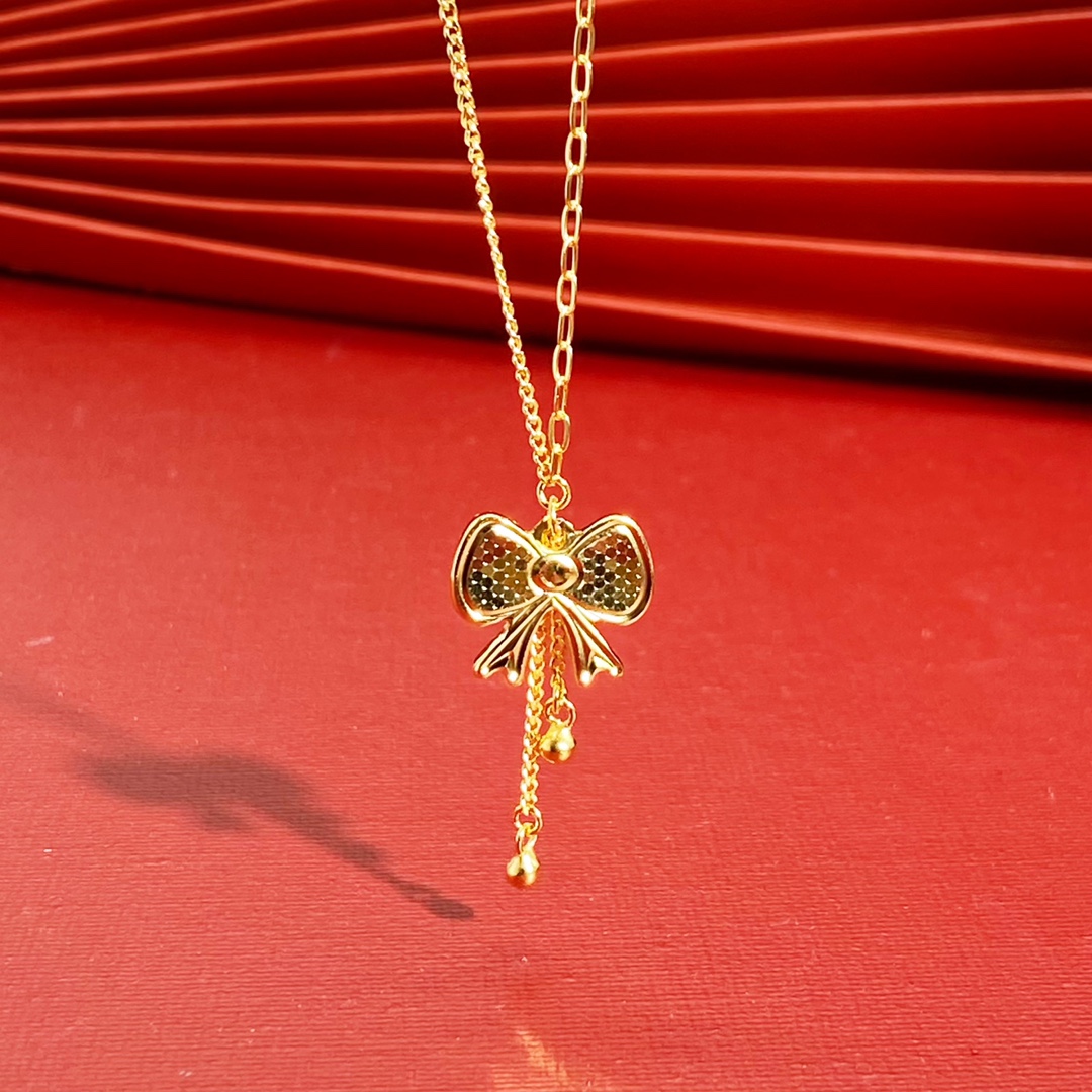 坠链均足银 925银项链新款金苞银蝴蝶花套链时尚洋气百搭轻奢精致