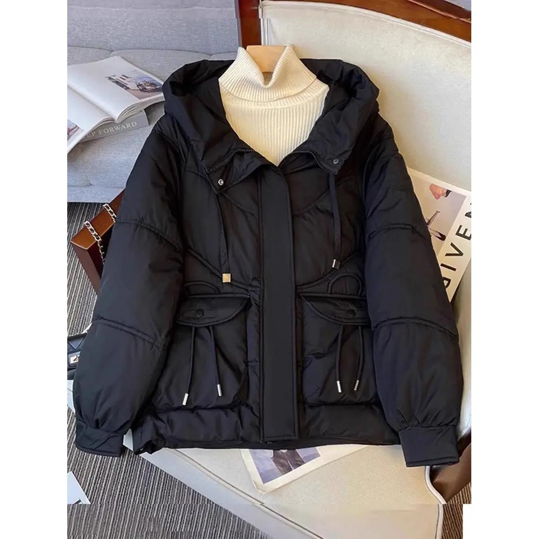 鸭鸭羽绒羽绒服女2023冬季新款今年流行加厚外套外贸短款连帽棉衣